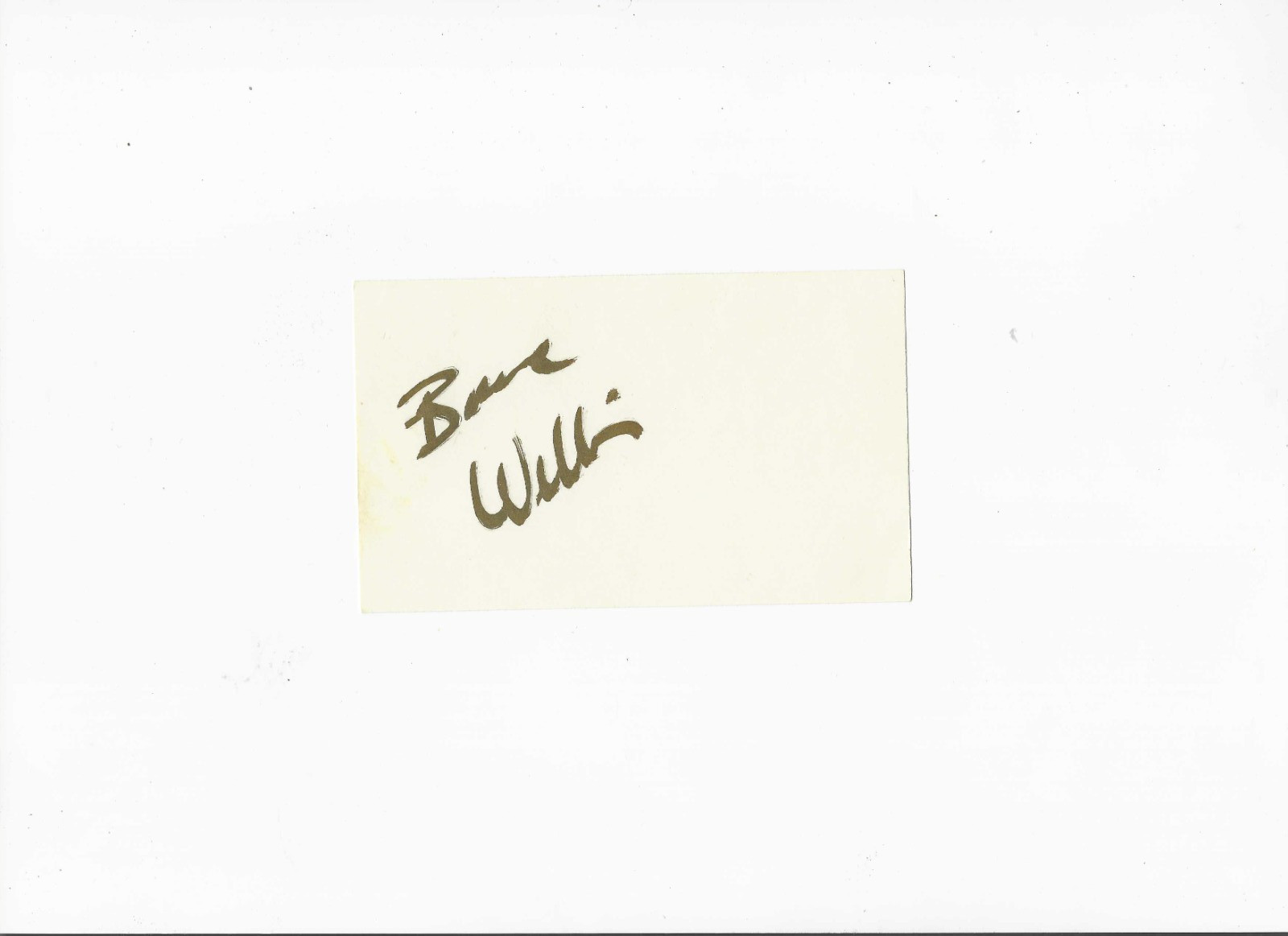 BRUCE WILLIS ACTION MOVIE STAR SIGNED 3×6 INDEX CARD AUTOGRAPH GOLD SHARPIE