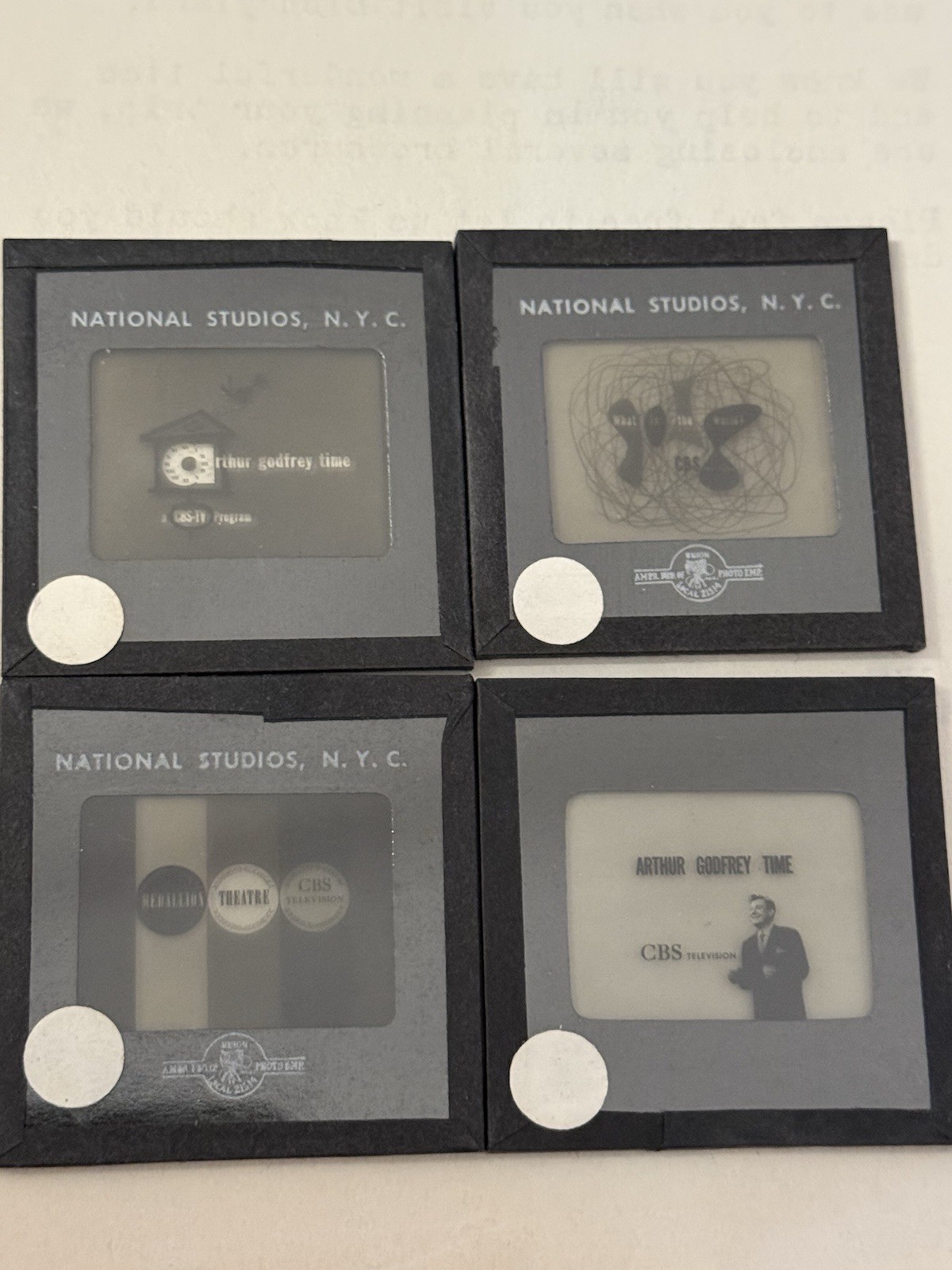 Vintage 1950s CBS Network Promo Glass Slide Lot Arthur Godfrey Medallion Theatre