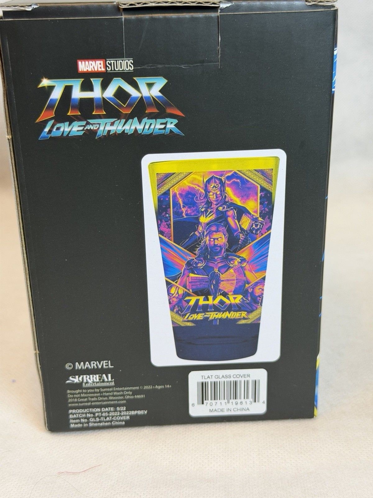 Marvel Studios Thor Love and Thunder 16oz Glass Pint Tumbler Drinking Cup NIB