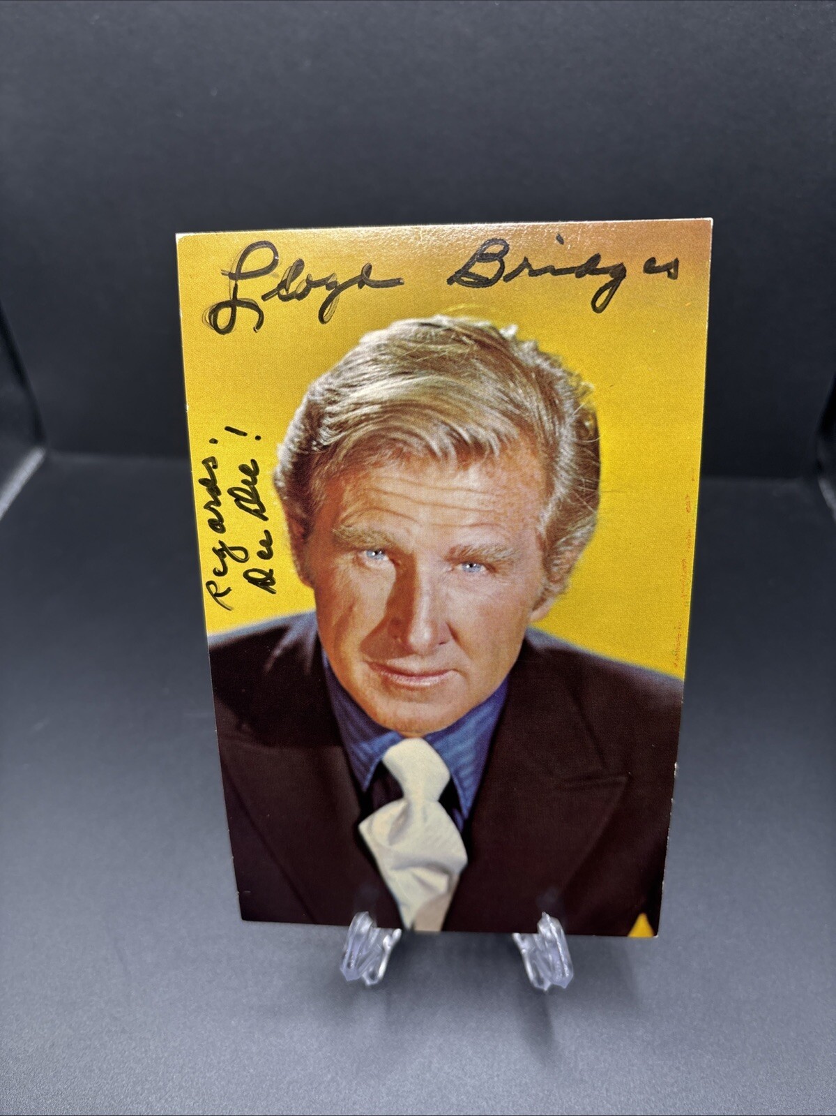 Vintage LLOYD BRIDGES (1913-1998) 2x Autographed 3.5×5.5” Color Photo -*387