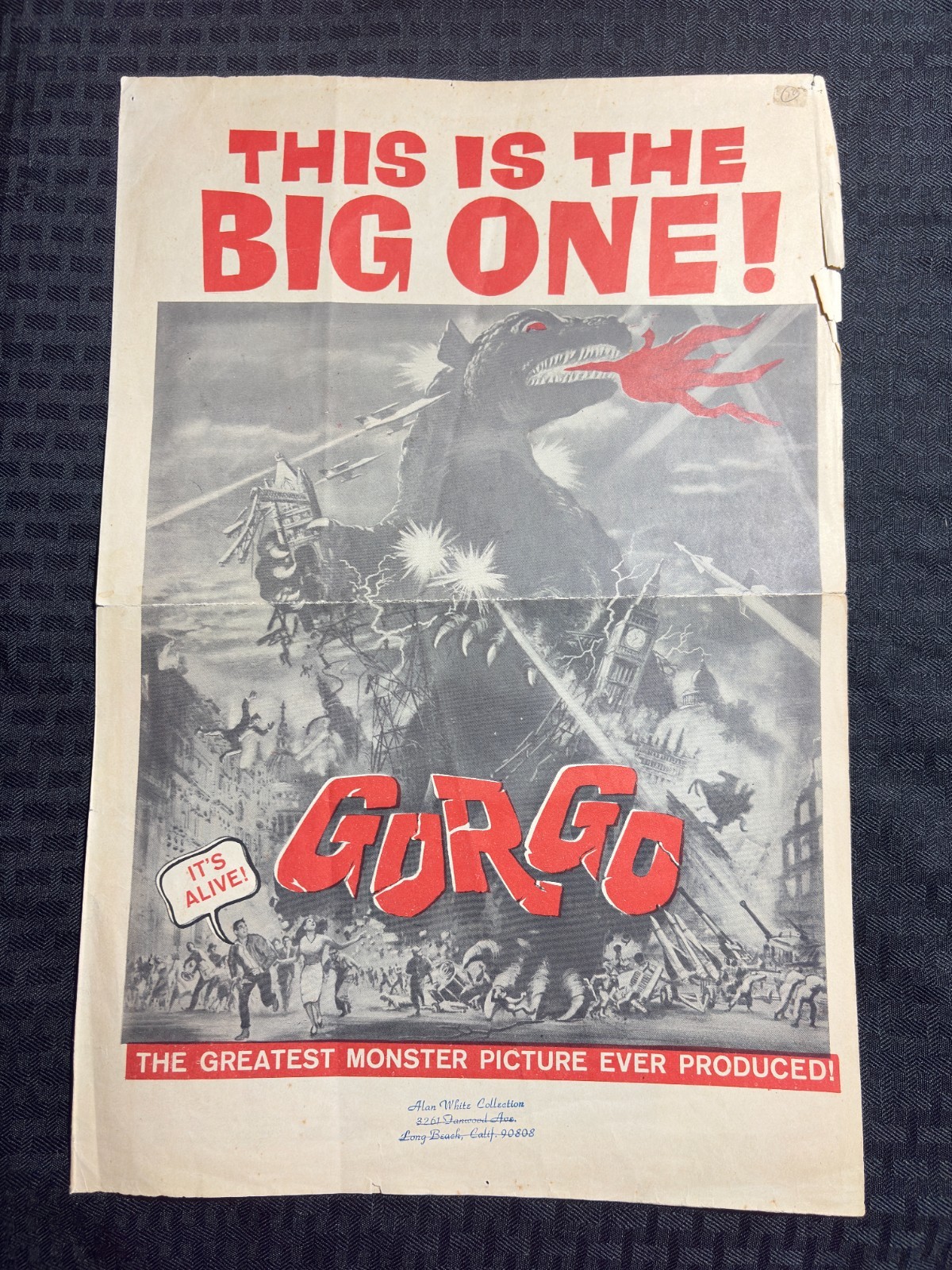 1961 GORGO 11×16.5″ 4pg Movie Press Fold-Out VG 4.0 This is the Big One!