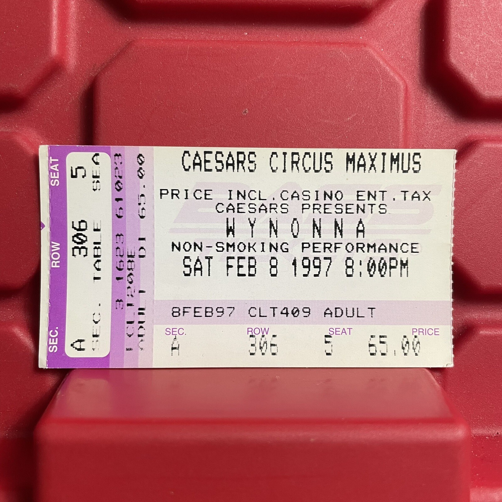 Wynonna Judd Caesars Circus Maximus Concert Ticket Stub Vintage February 8 1997