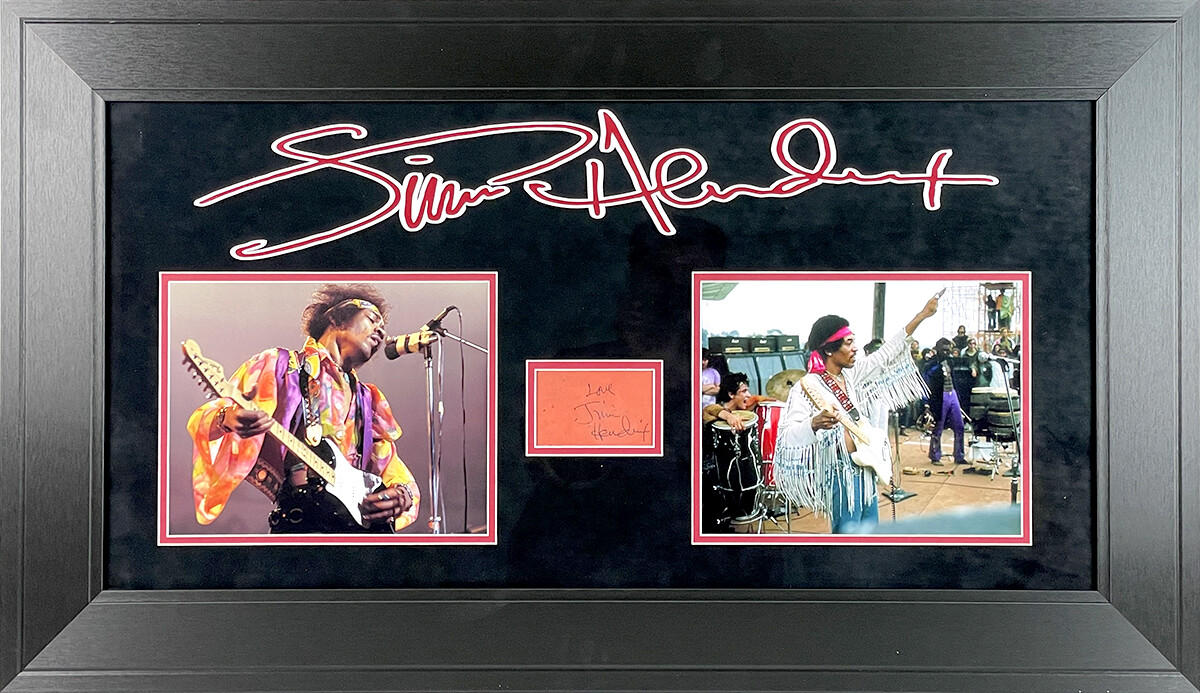 Jimi Hendrix Signed Autographed Tabernacle Club Card Inscribed Love Framed PSA