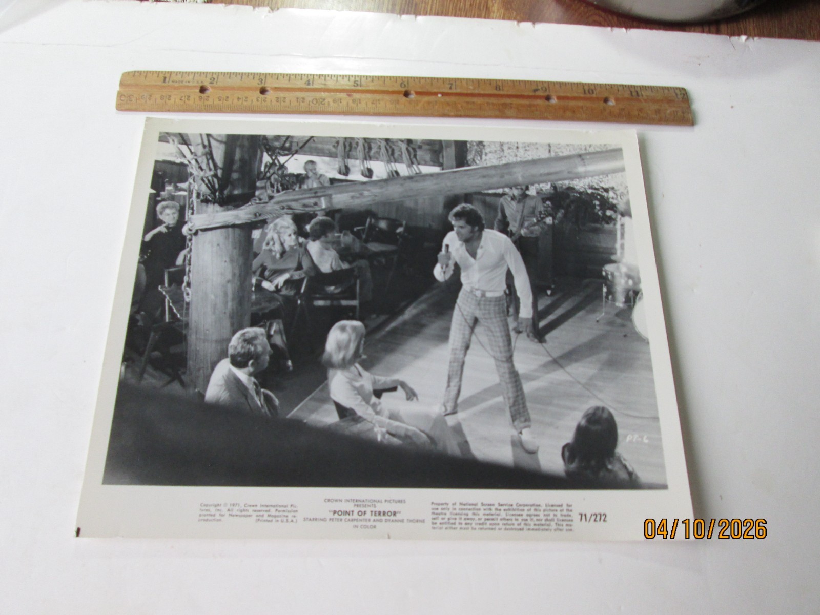 1971 MOVIE PHOTO “POINT OF TERROR” STARRING “PETER CARPENTER”. 8×10