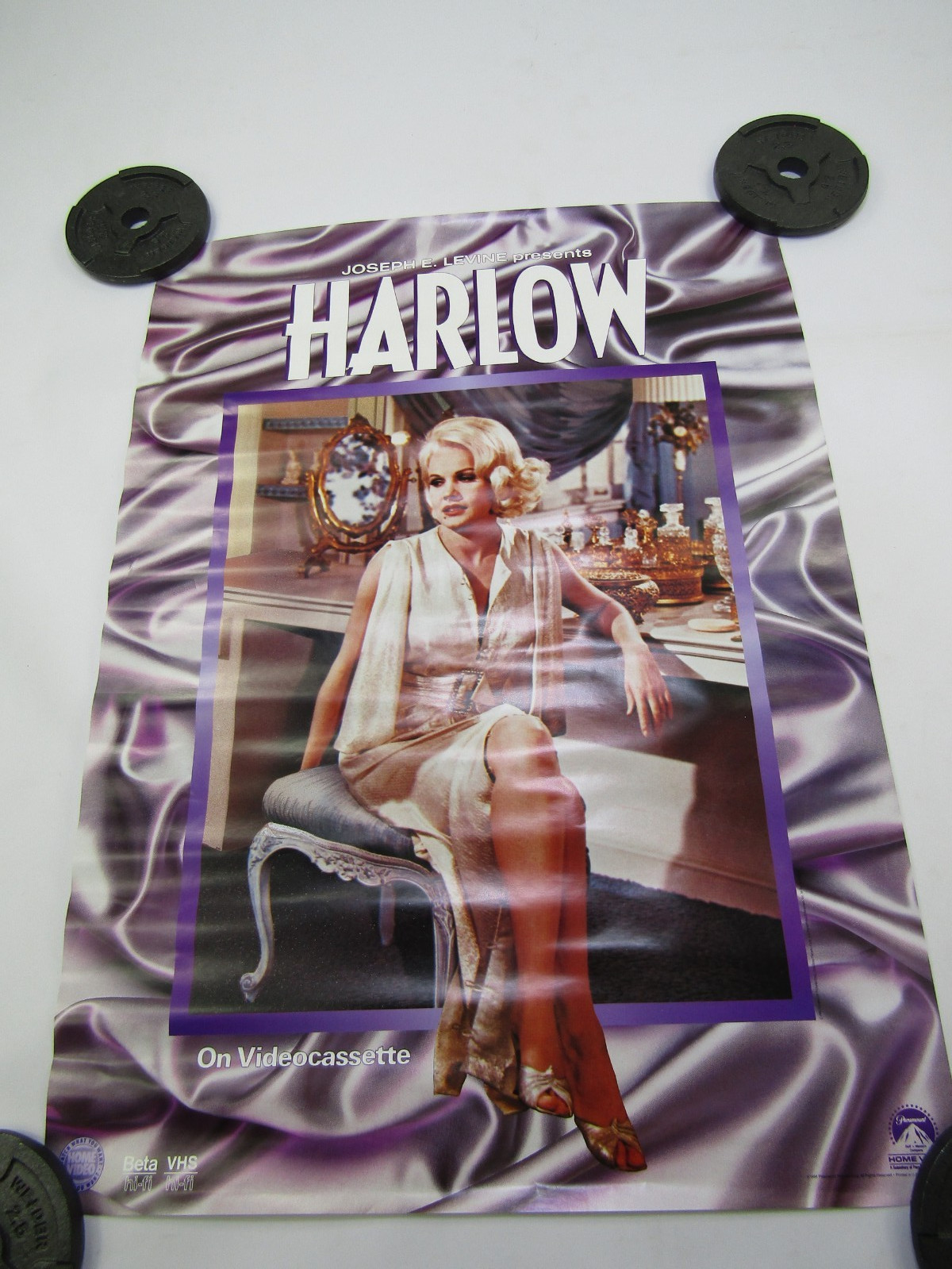 VTG 1986 Harlow Movie Poster Promo Joseph E Levine Paramount Home Video Poster