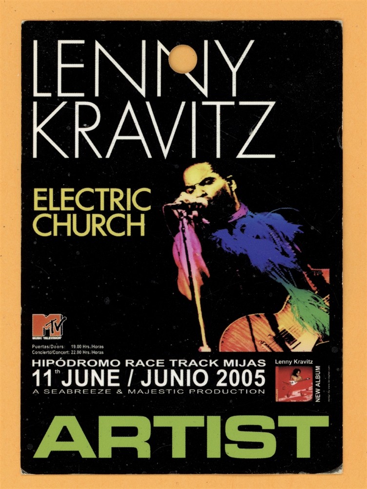 Lenny Kravitz 2005 Tour Artist Laminated Backstage Pass