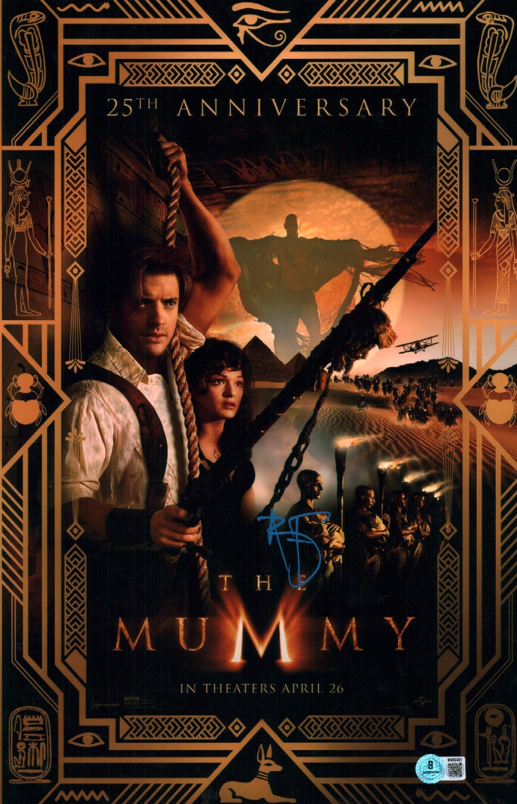 Brendan Fraser Signed 11×17 Photo The Mummy Rick O’connell Actor Beckett Coa BAS