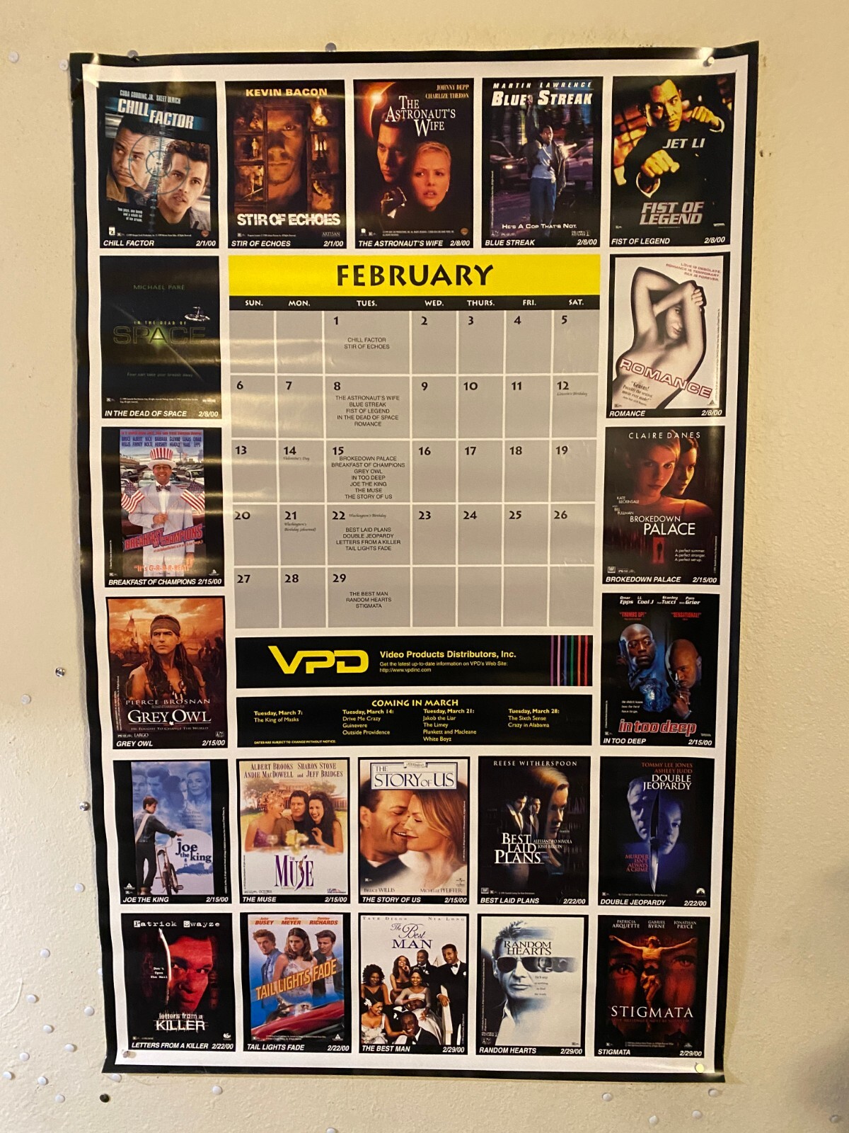 Poster: Original Video Store VPD Release Calendar: February 2000