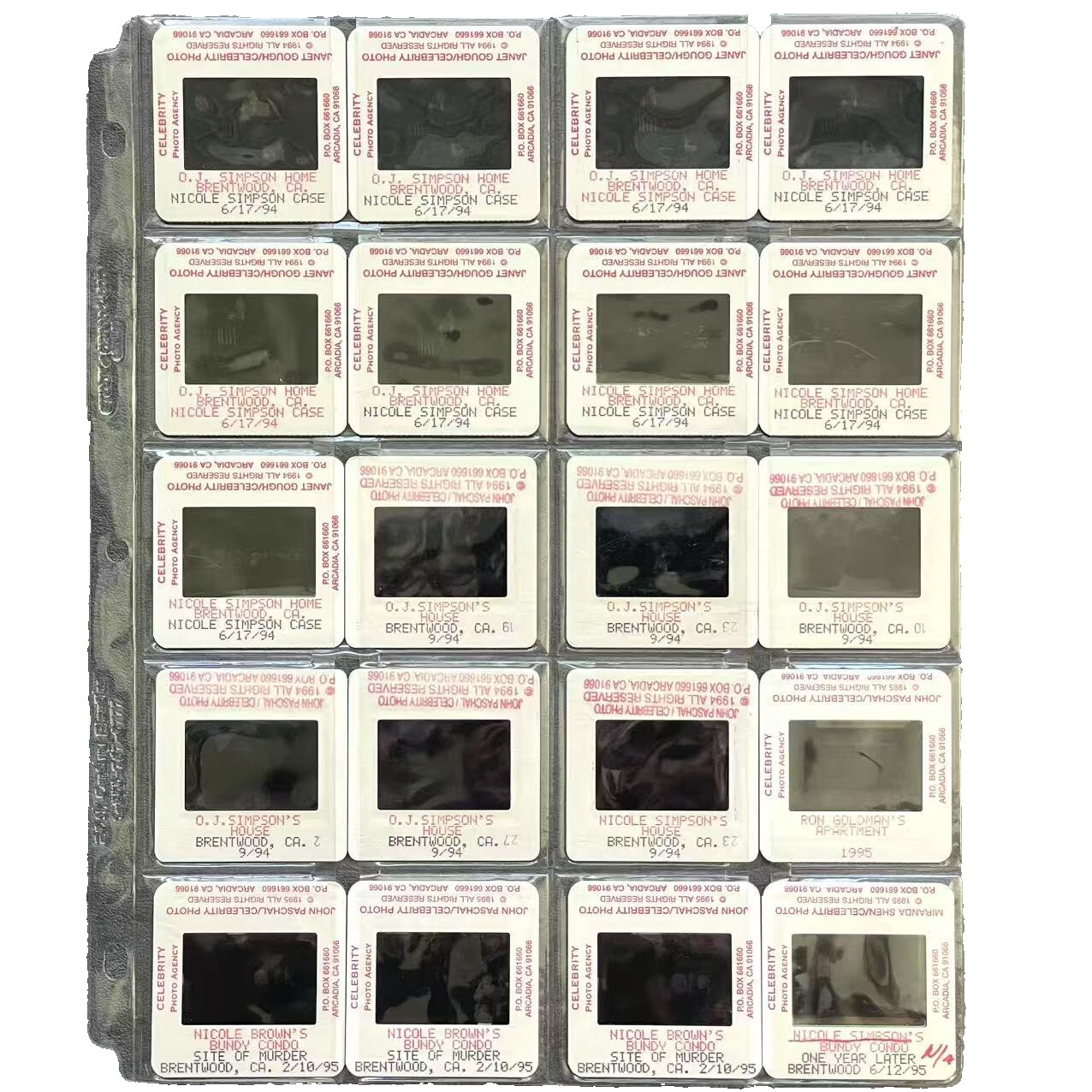 O.J. Simpson Case Rare Photographic Archive of Crime Scenes & Landmarks Slides