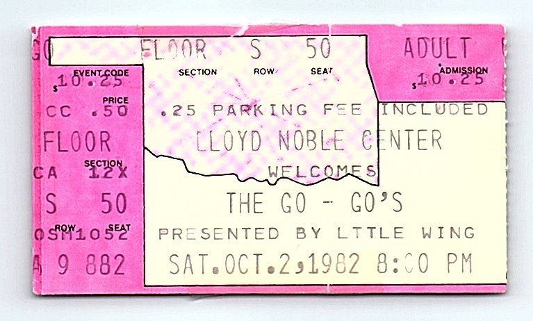 The Go-Go’s Oct 2 1982 Concert Ticket Stub Lloyd Noble Center Norman Oklahoma