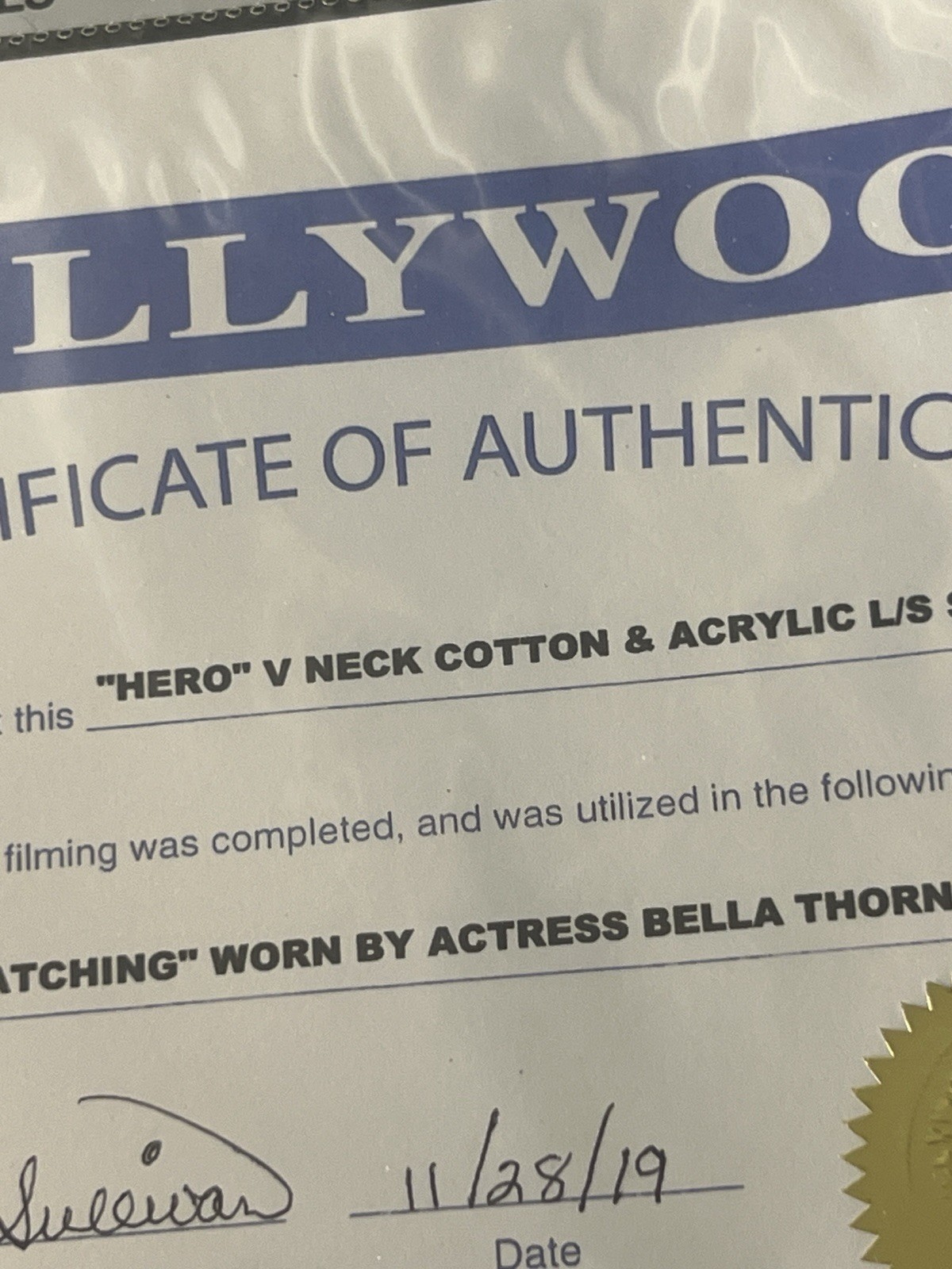 Vneck cotton sweater worn by Bella Thorn in the movie keep watching memorbilia