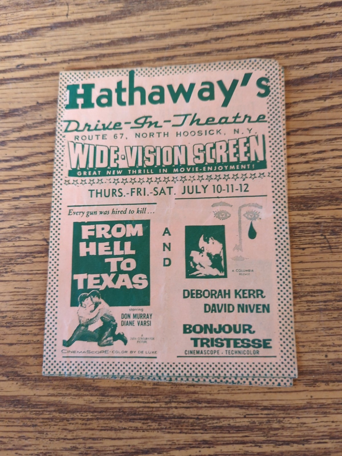 Vintage Hathaway’s North Hoosick New York NY Drive In Movie Theater Program