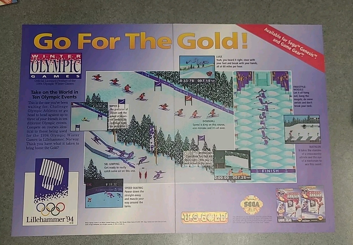 Winter Olympic Games Sega Print Ad 1994 16×11 Great To Frame