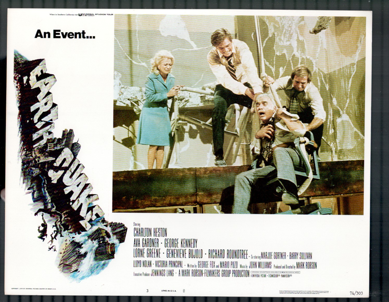 Earthquake Lobby Card #3 Lorne Greene, Erik Cord Disaster Dark Comedy