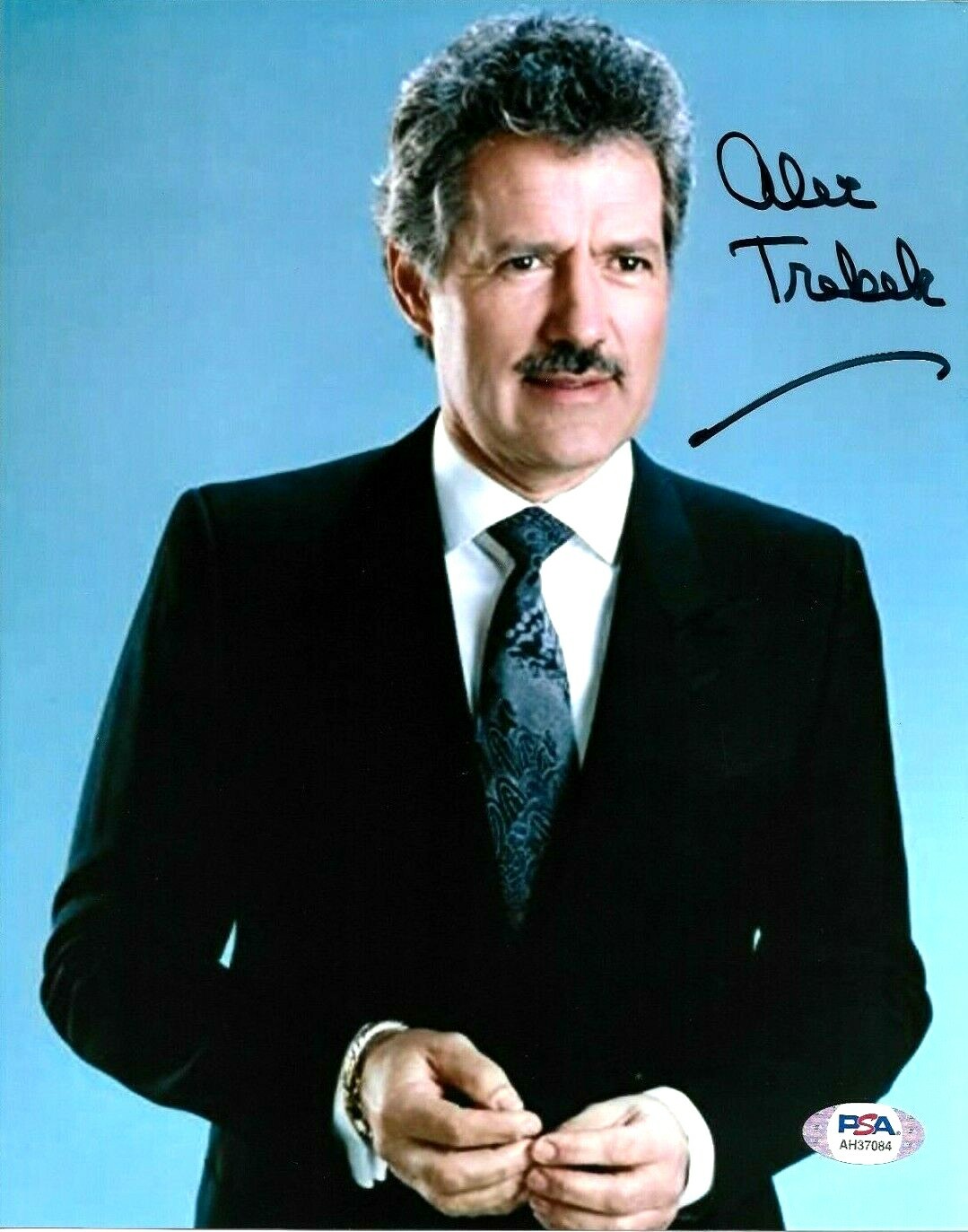 ALEX TREBEK HAND SIGNED AUTOGRAPHED 8X10 PHOTO WITH PSA DNA COA MUST SEE RARE 1
