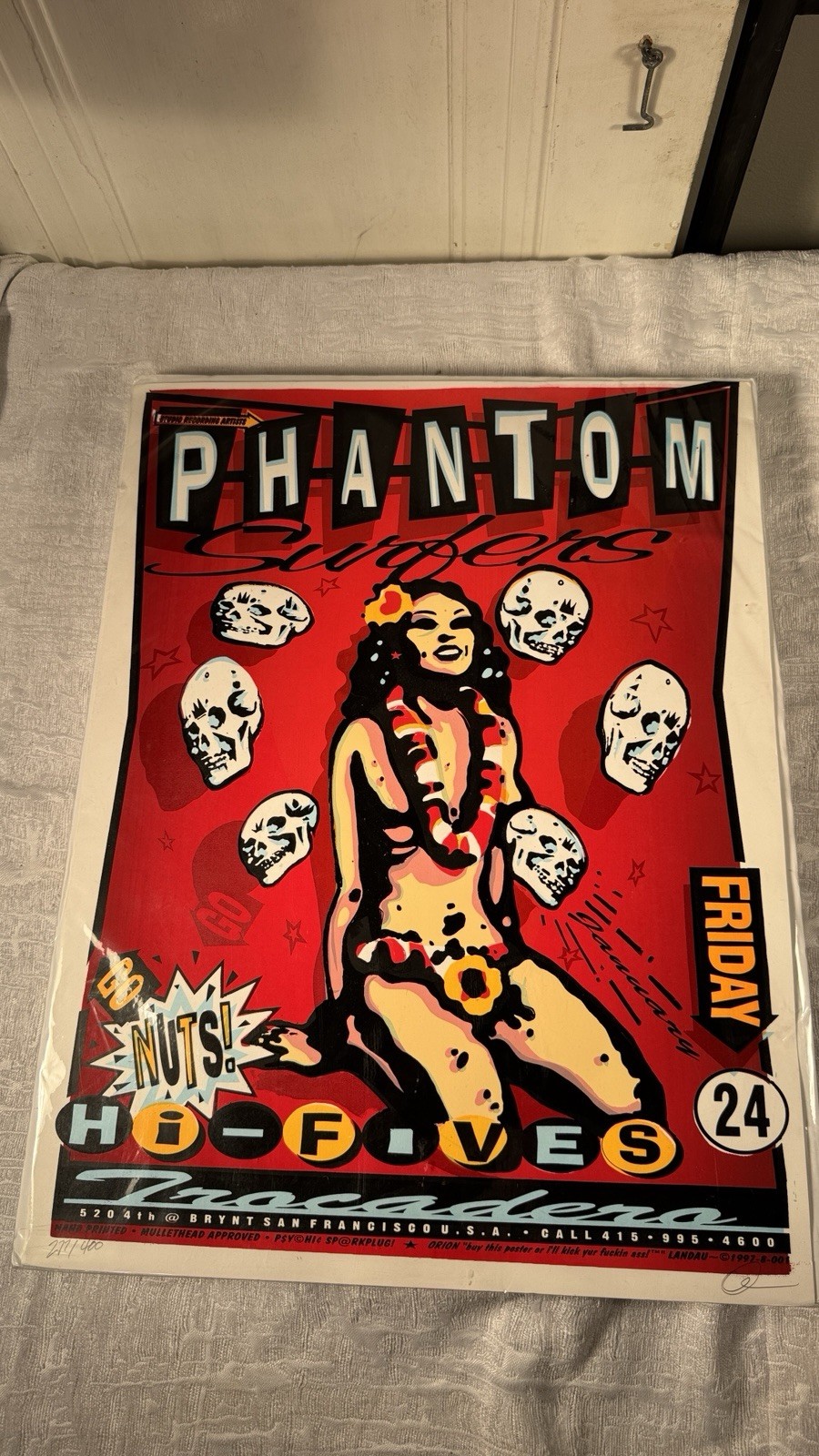 Phantom Surfers Signed Numbered Poster 1997 Psychic Sparkplug 23.5×18