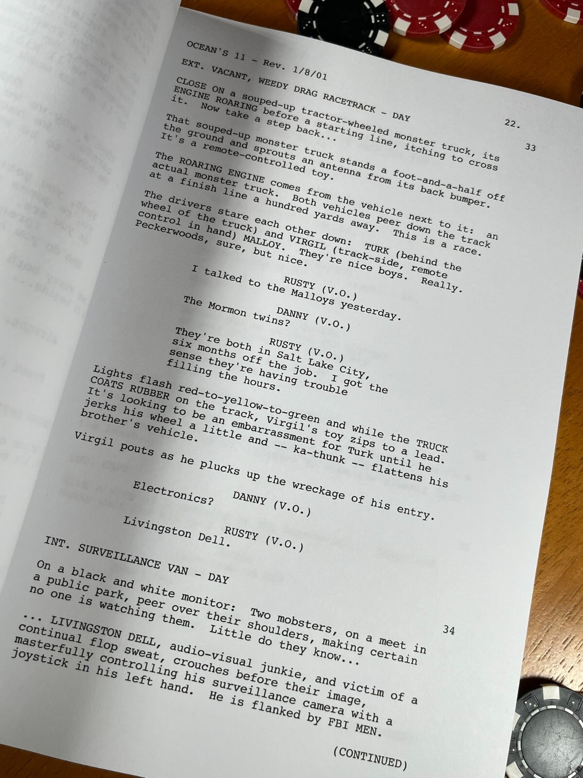 Ocean’s Eleven Script Signed- Autograph Reprints- George Clooney- Ocean’s 11