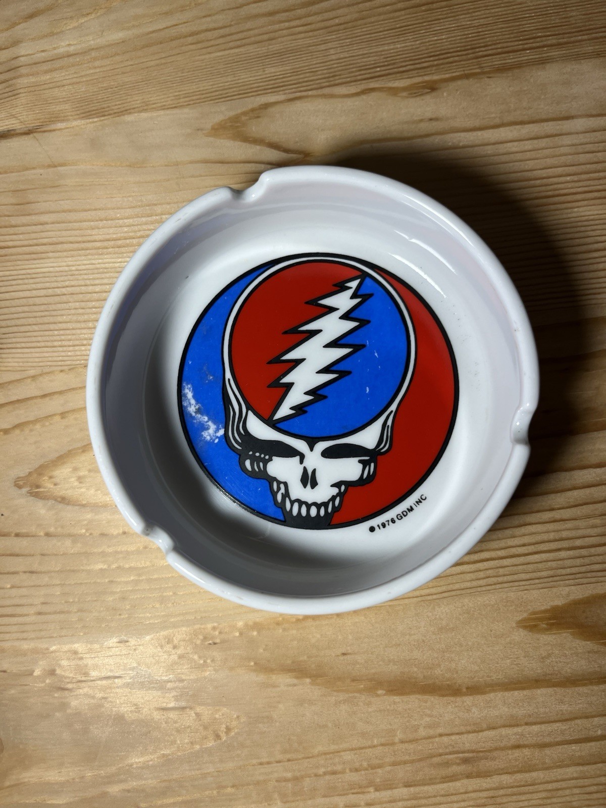 1976 Grateful Dead Rock Group Steal Your Face Art Pottery GDM INC Skull Ashtray