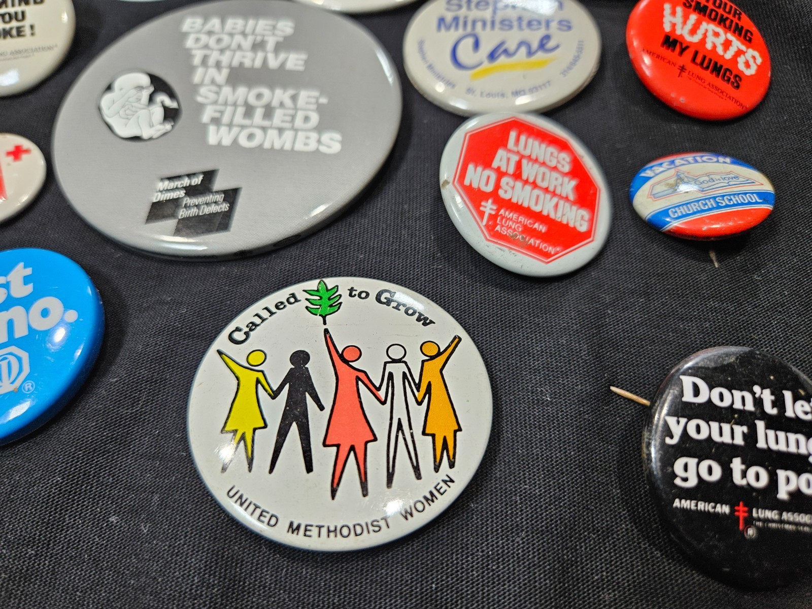 Vintage Anti-Smoking & Awareness Pinback Button Lot Just Say No American Lung As