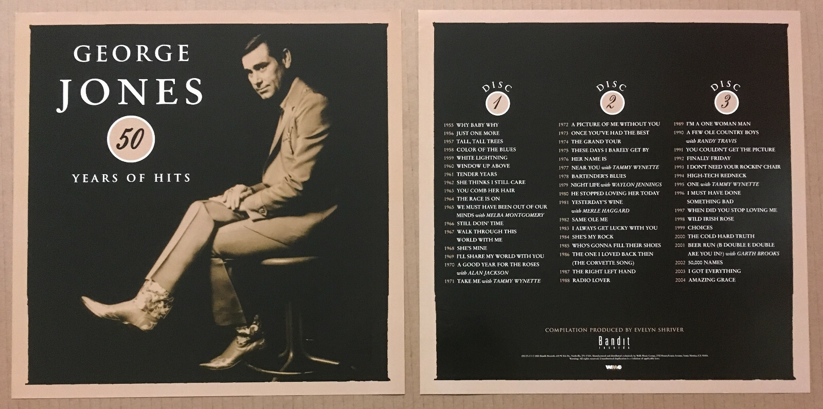 GEORGE JONES Rare 2004 PROMO POSTER FLAT on POSTER PAPER for Hits CD MINT 12×12