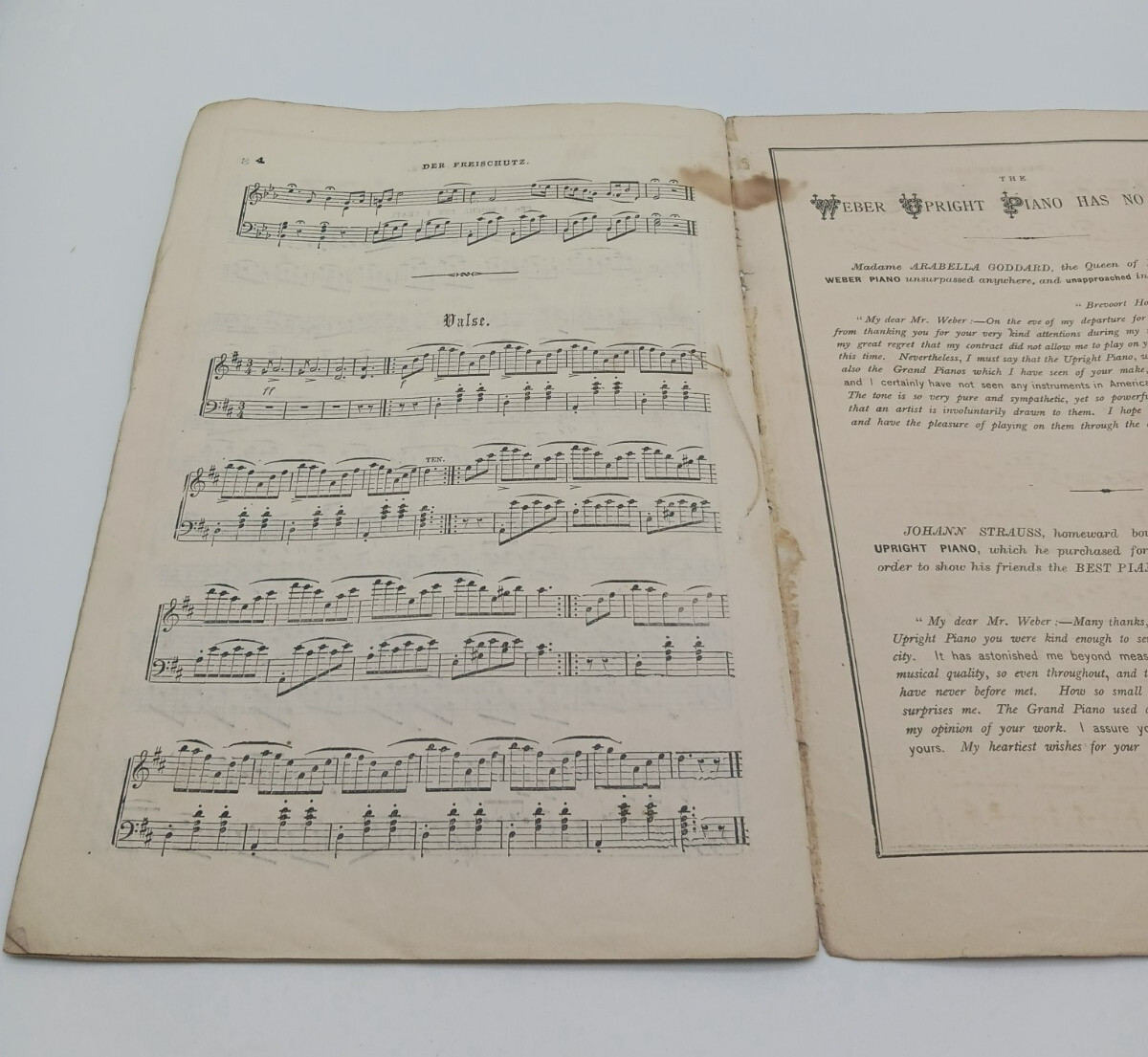 1856 Antique Opera Libretto Der Freischutz Playbill Play Book Lovely Woman