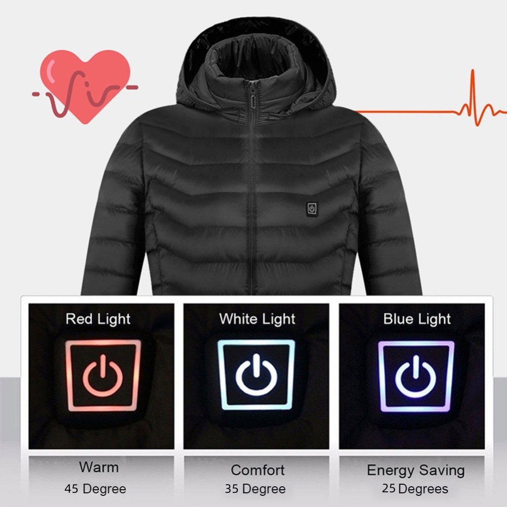 Winter Heated Jacket USB Electric Cotton Coat Zip-up Heater Thermal Clothing Hea