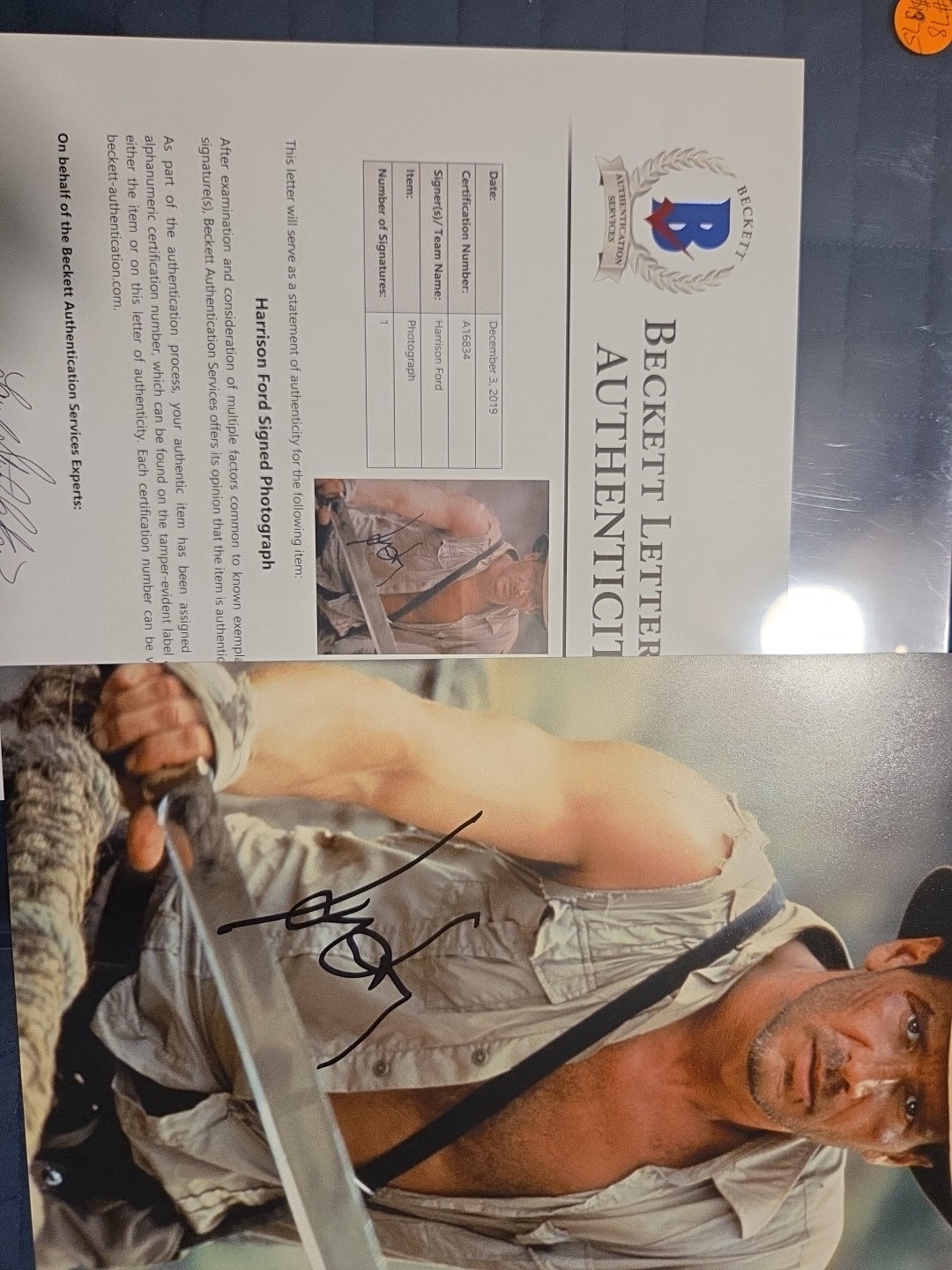 HARRISON FORD SIGNED ‘INDIANA JONES’ 11×14 MOVIE PHOTO BECKETT COA STAR WARS BAS
