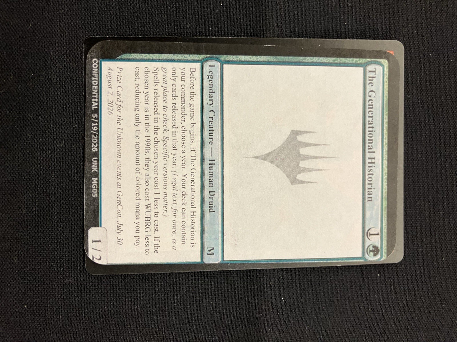 The Generational Historian Gen Con 2026 Unknown Event Promo Magic Card