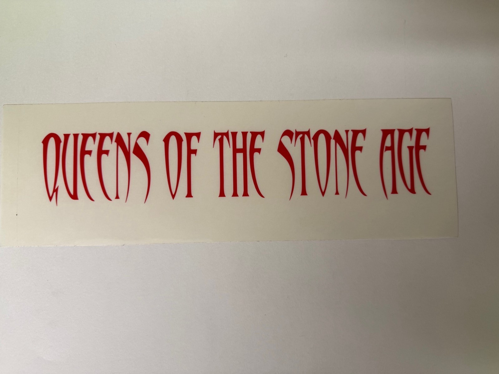 QUEENS OF THE STONE AGE LOGO LARGE RED & CLEAR STICKER 13 INCHES BY 4 INCHES NEW