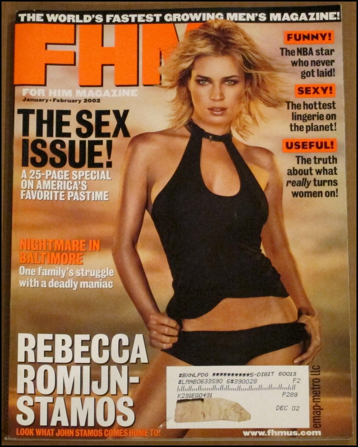 Jan Feb 2002 FHM For Him Magazine Rebecca Romijn-Stamos Arnold Schwarzenegger