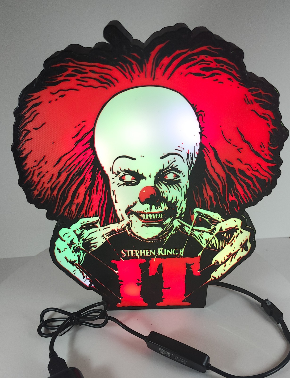 Pennywise Clown IT 3D Printed Horror Lightbox | LED lights | Horror Decor