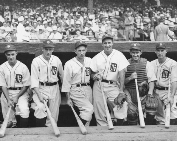 1935 Detroit Tigers Charlie Gehringer, Hank Green berh And Mickey Cochrane Black