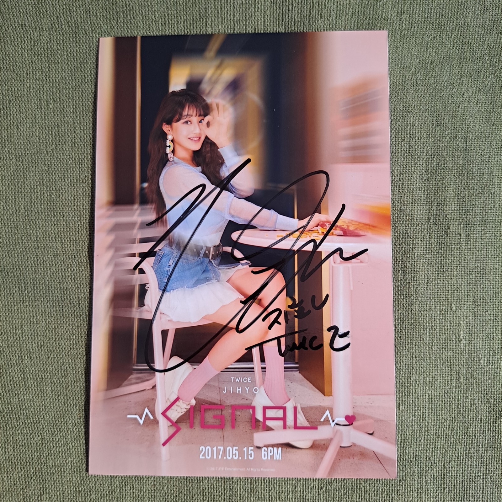 TWICE Park Ji Hyo SIGNAL Autographed Signed Photo 4*6 KPOP Collection 2017 #Nice
