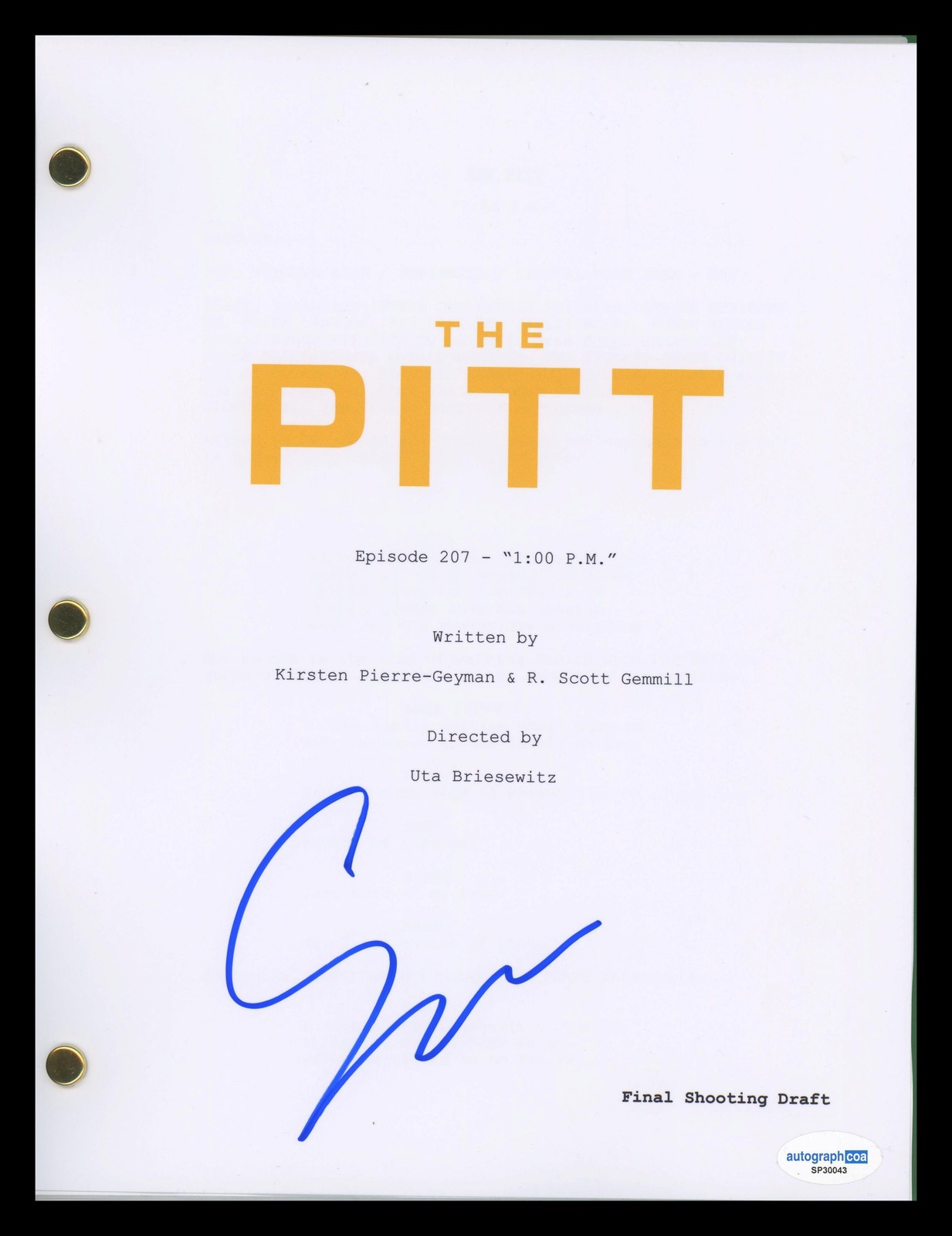 Sepideh Moafi “The Pitt” AUTOGRAPH Signed Complete ‘Episode 207’ Script ACOA
