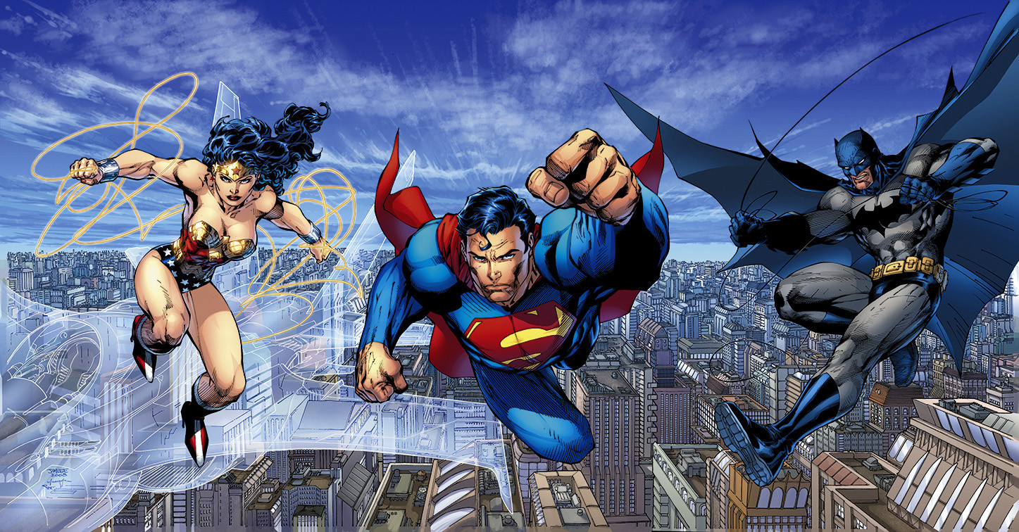 Jim Lee SIGNED Trinity BM SM and WW DC Giclee on Canvas Limited Ed of 100