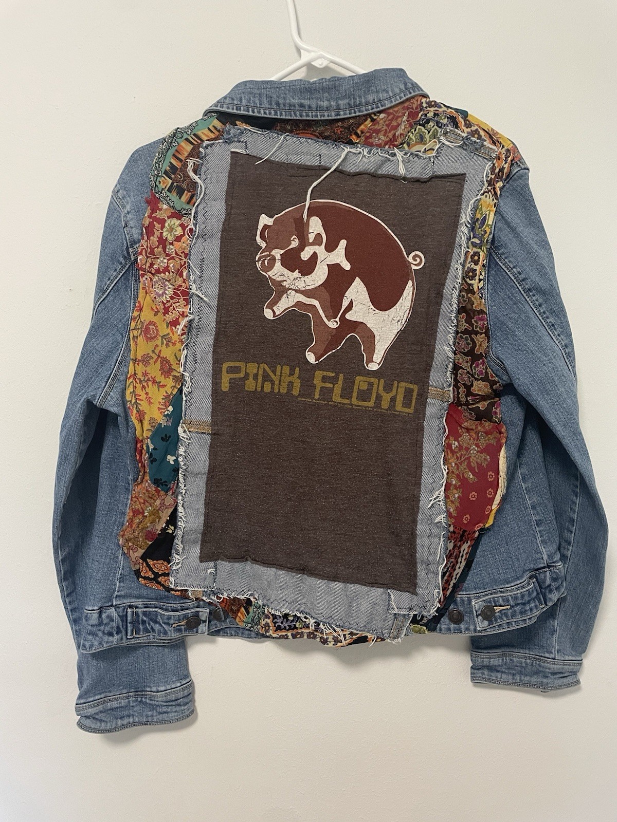 Pink Floyd Denim Jacket Custom Animals Patchwork Back Patch Upcycled Women’s