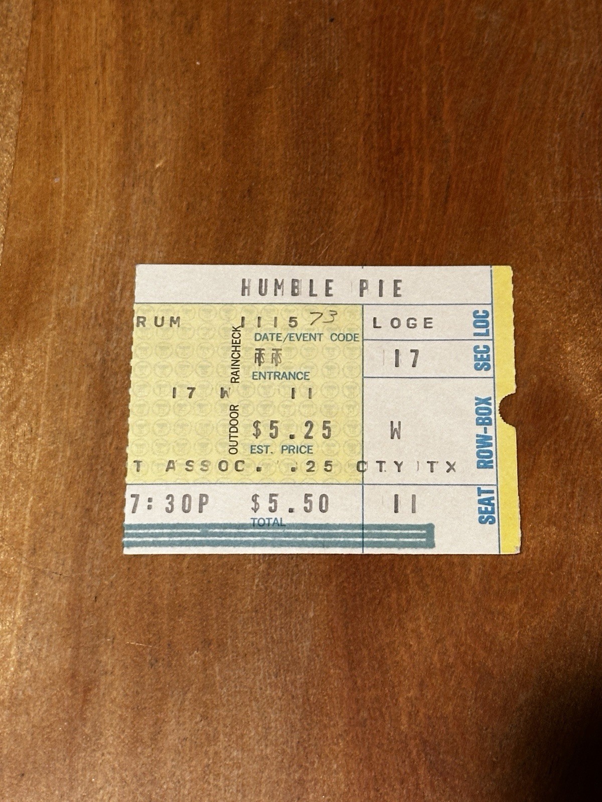 Vintage 1973 HUMBLE PIE Concert Ticket Stub The Forum Inglewood CA Original
