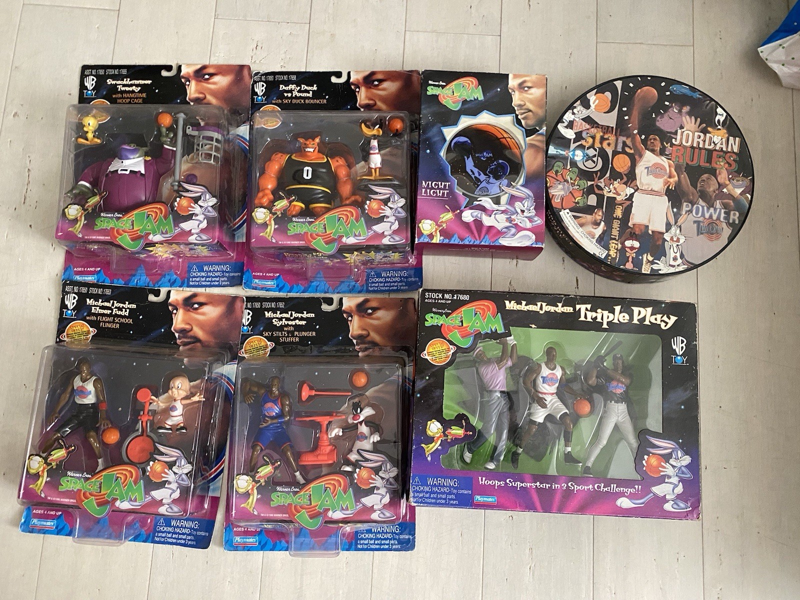MICHAEL JORDAN Space Jam Movie Action Figure Lot Triple Play Looney Tunes NIB