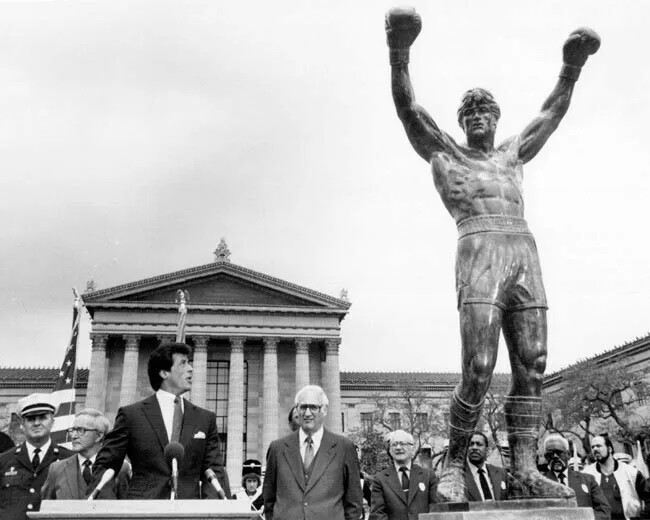Rocky III Sylvester Stallone By Philadelphia Rocky Statue 8×10 Picture Celebrity