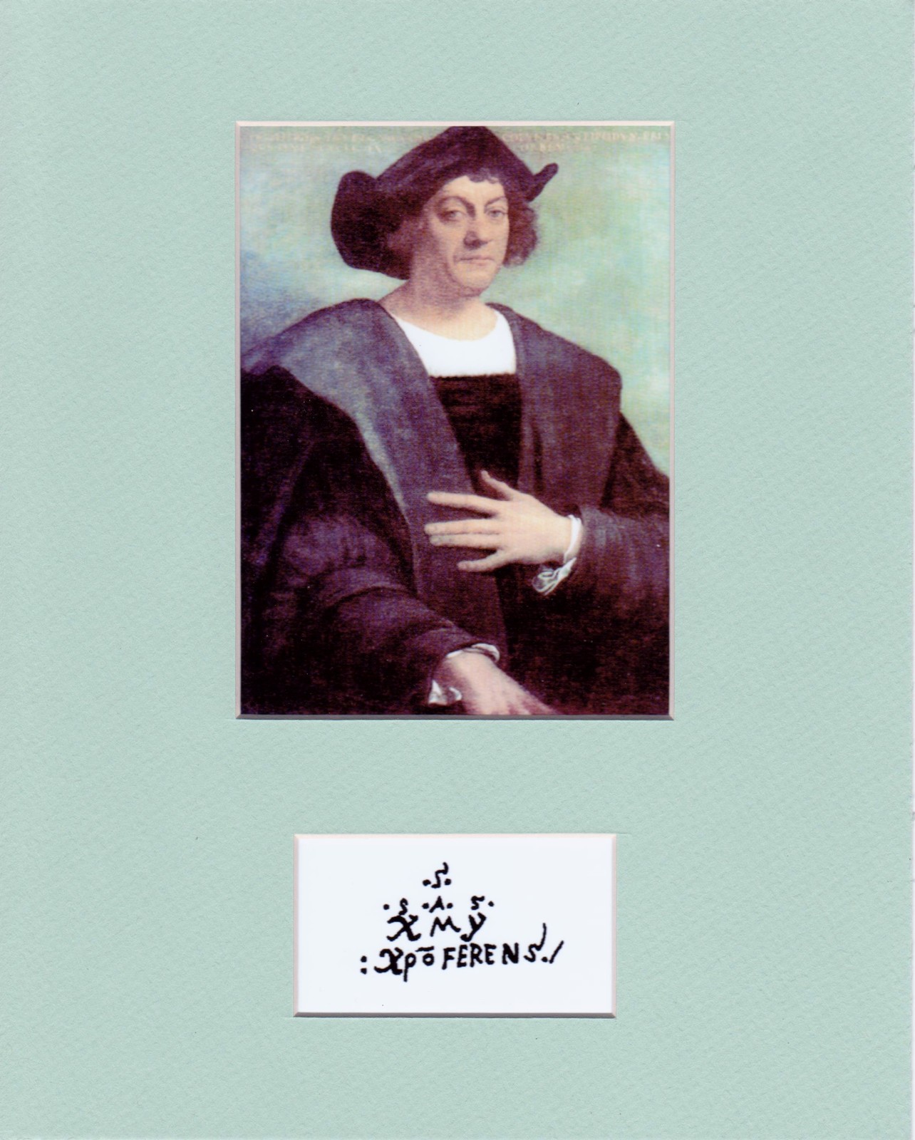 CHRISTOPHER COLUMBUS CUSTOM 8 by 10 REPRINT PHOTO & REPRINT AUTOGRAPH DISPLAY