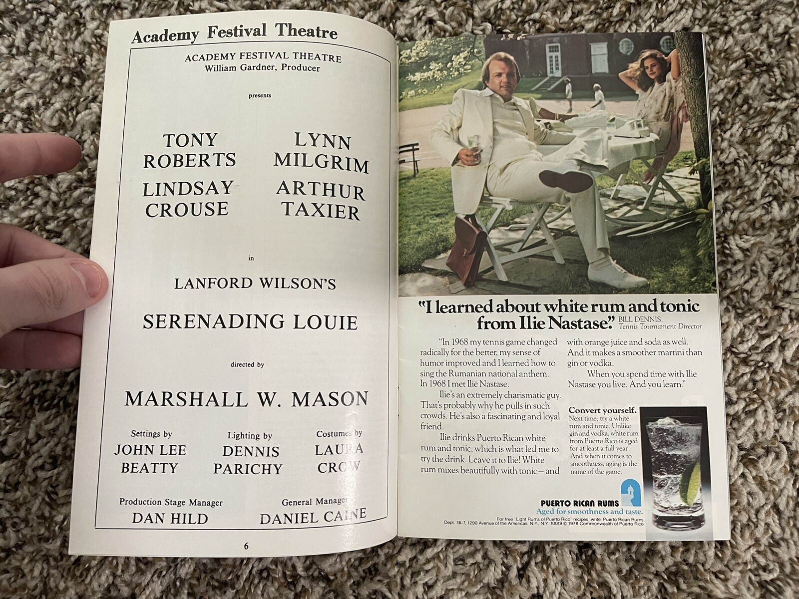 “Serenading Louie” 1978 Stagebill Playbill Academy Festival Theatre Vintage