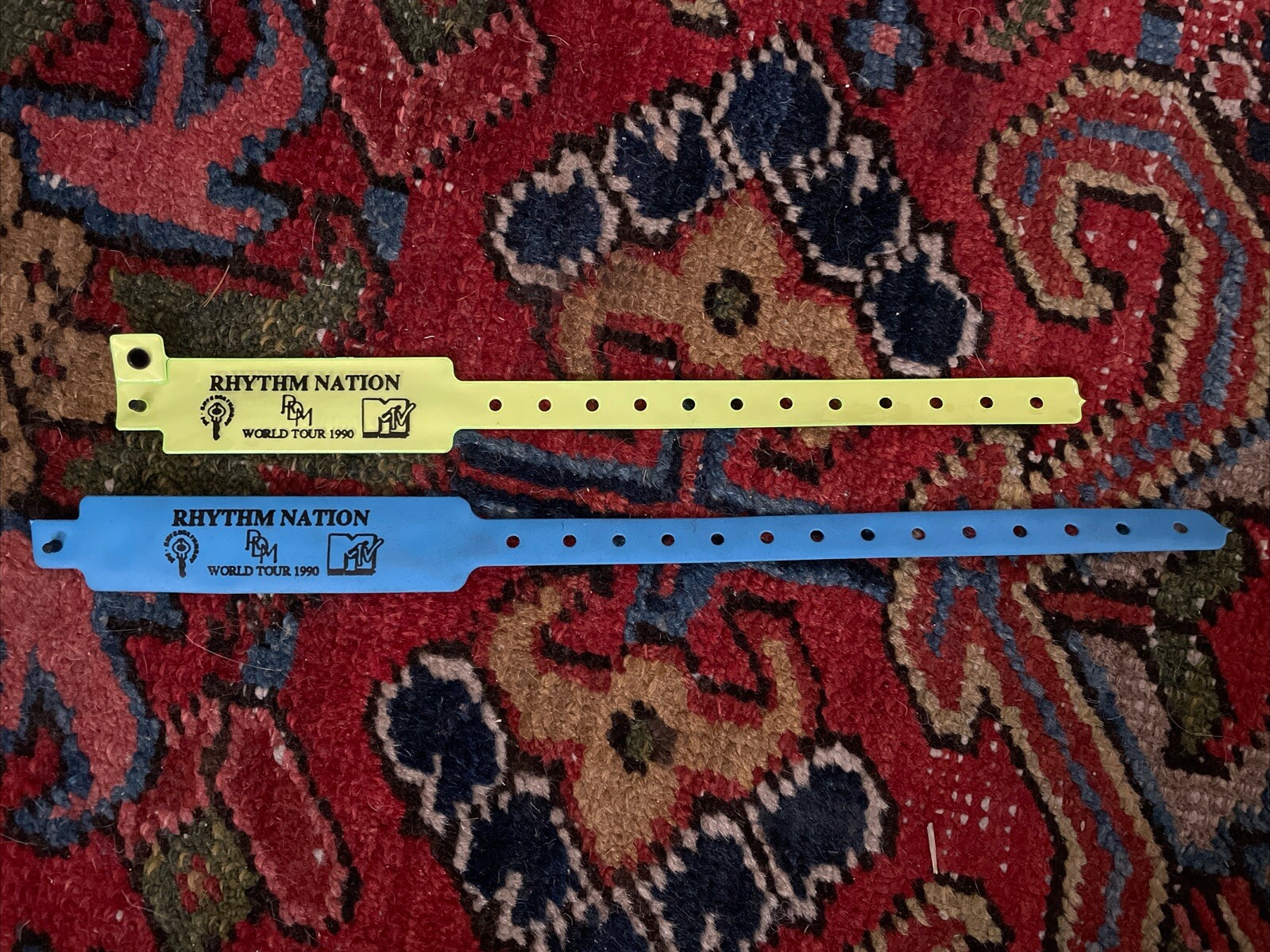 Vintage 2 Janet Jackson 1990 Rhythm Nation Concert Tour Wristband Passes Unused