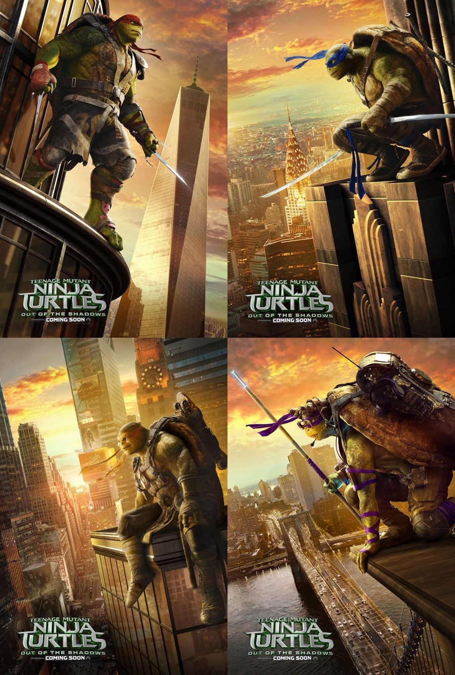 TEENAGE MUTANT NINJA TURTLES OUT OF THE SHADOWS MOVIE POSTER ORIGINAL SET 27×40