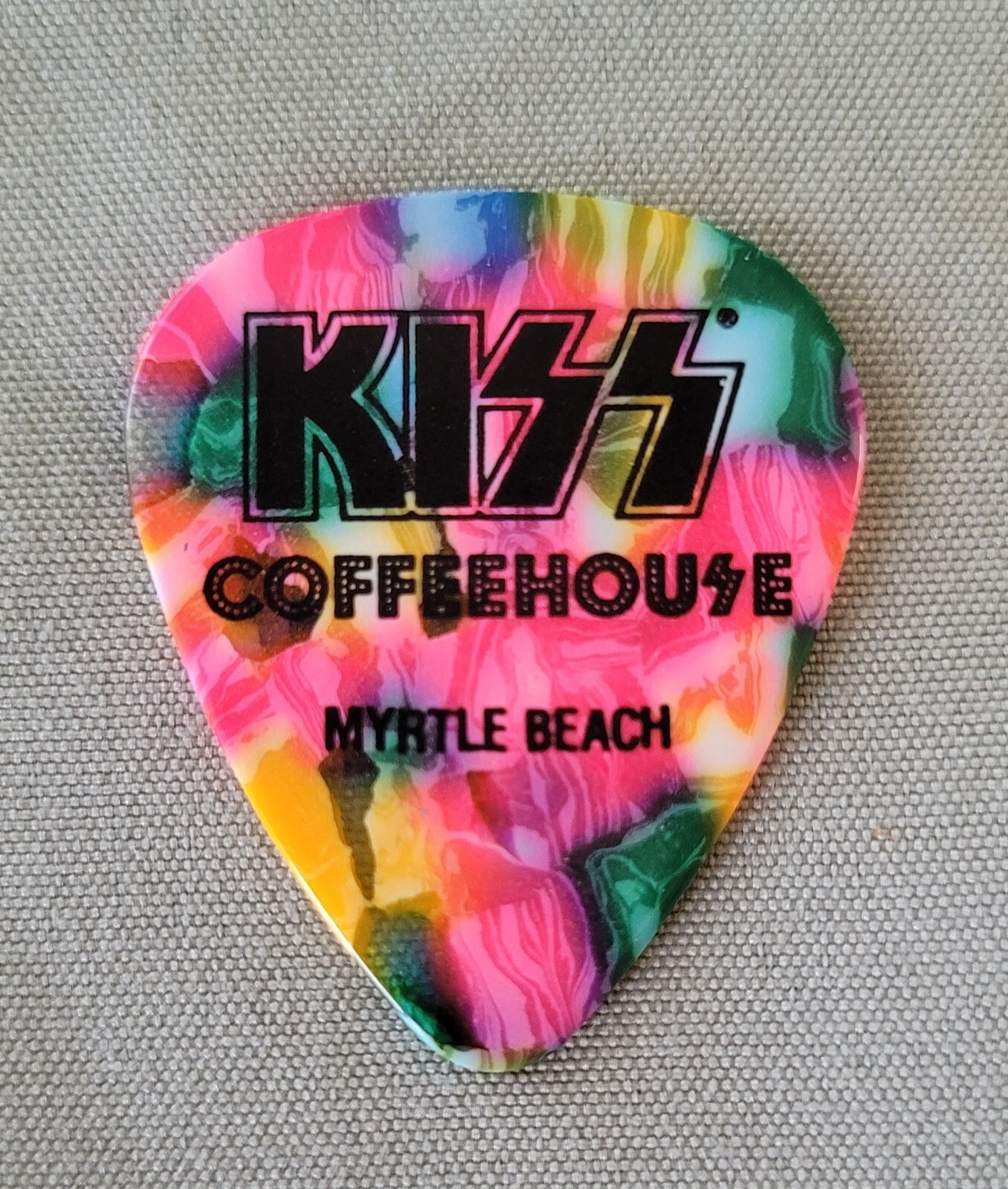 KISS COFFEEHOUSE GUITAR PICK 2006 MYRTLE BEACH MULTI-COLOR LOUD AND PROUD