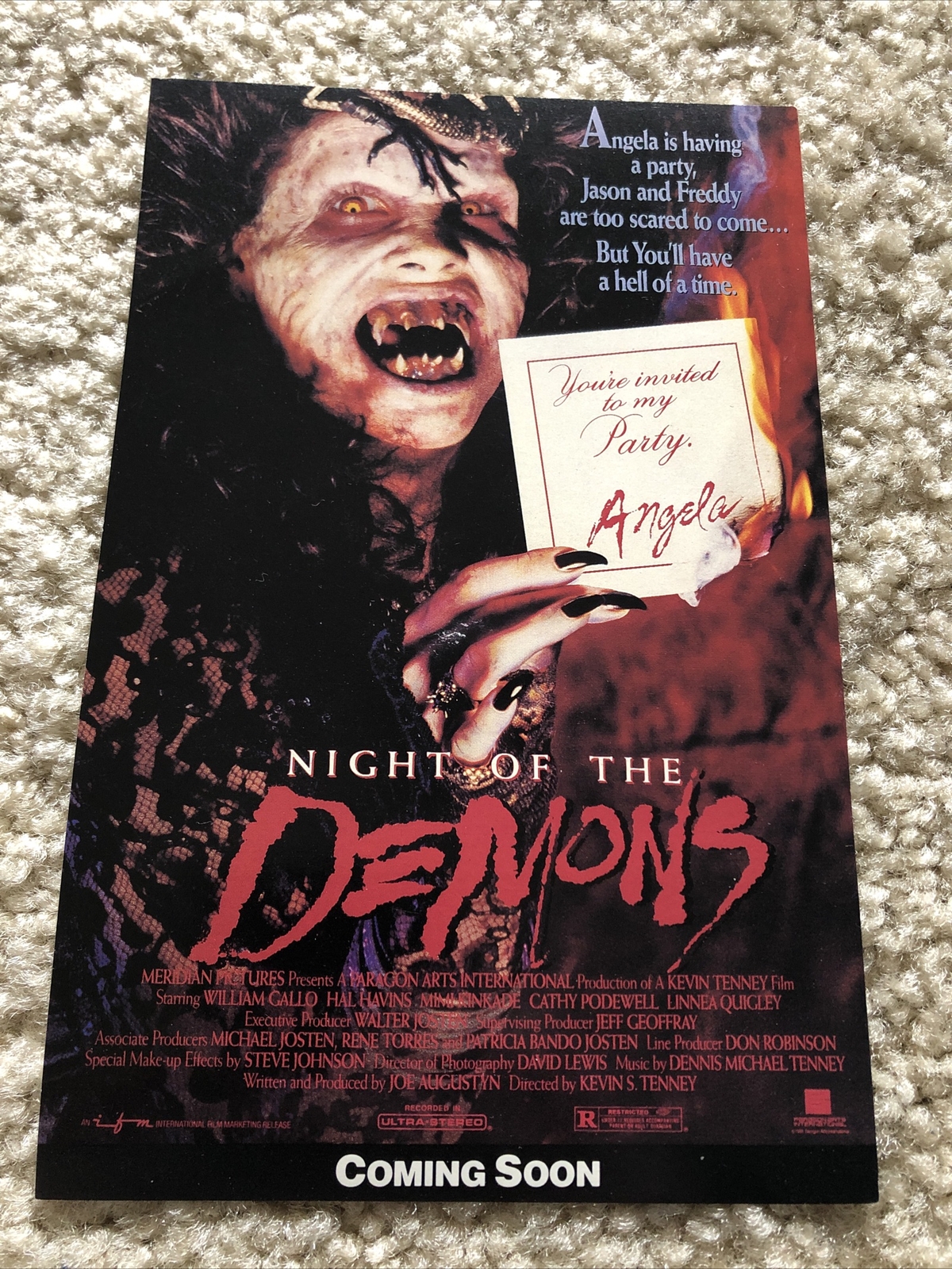 Night of the Demons – 1988 movie Promo Invitation for Angela’s party