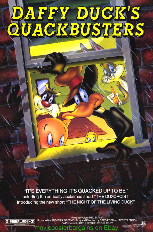 DAFFY DUCK’S QUACKBUSTERS MOVIE POSTER 1988 BUGS BUNNY TWEETY BIRD TAZ