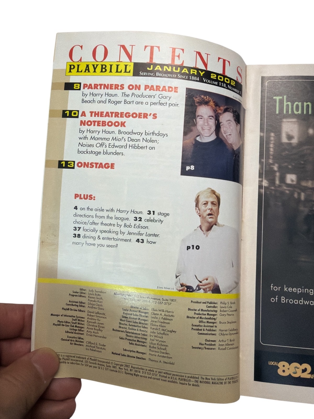 Noises Off Playbill January 2002 Brooks Atkinson Theatre Patti LuPone