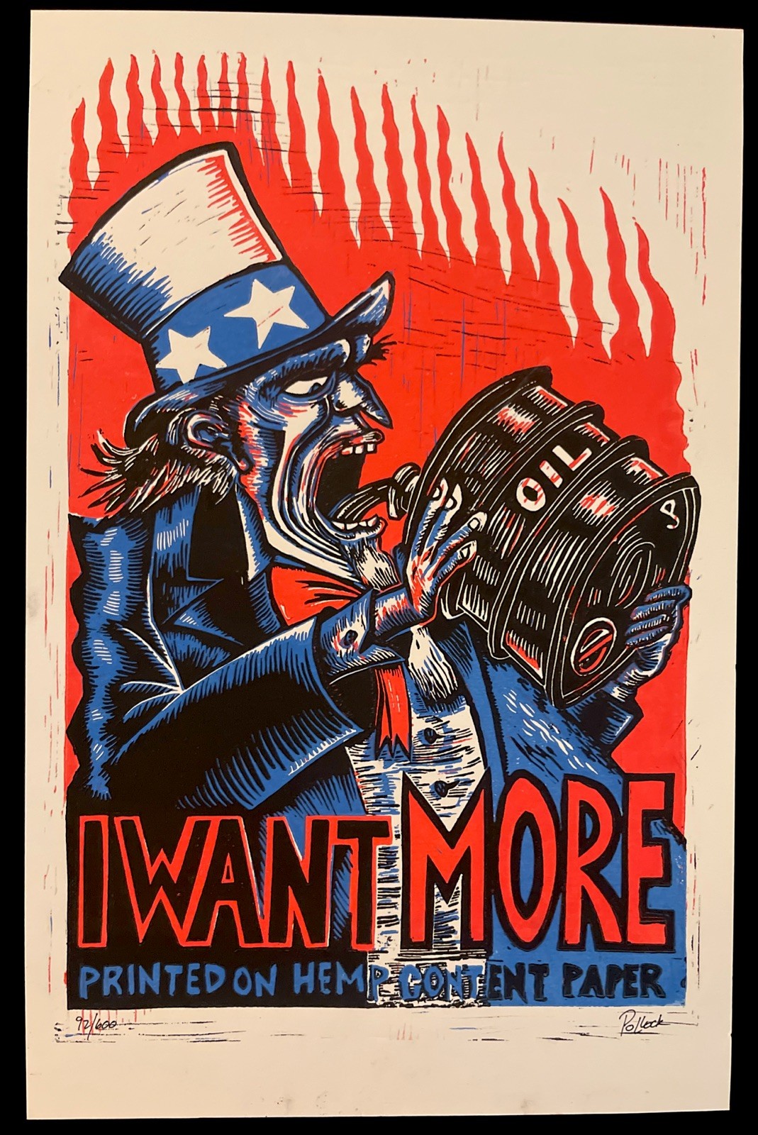 Phish Artist Jim Pollock “I Want More” Print Poster on Hemp Signed #92/600 GREED