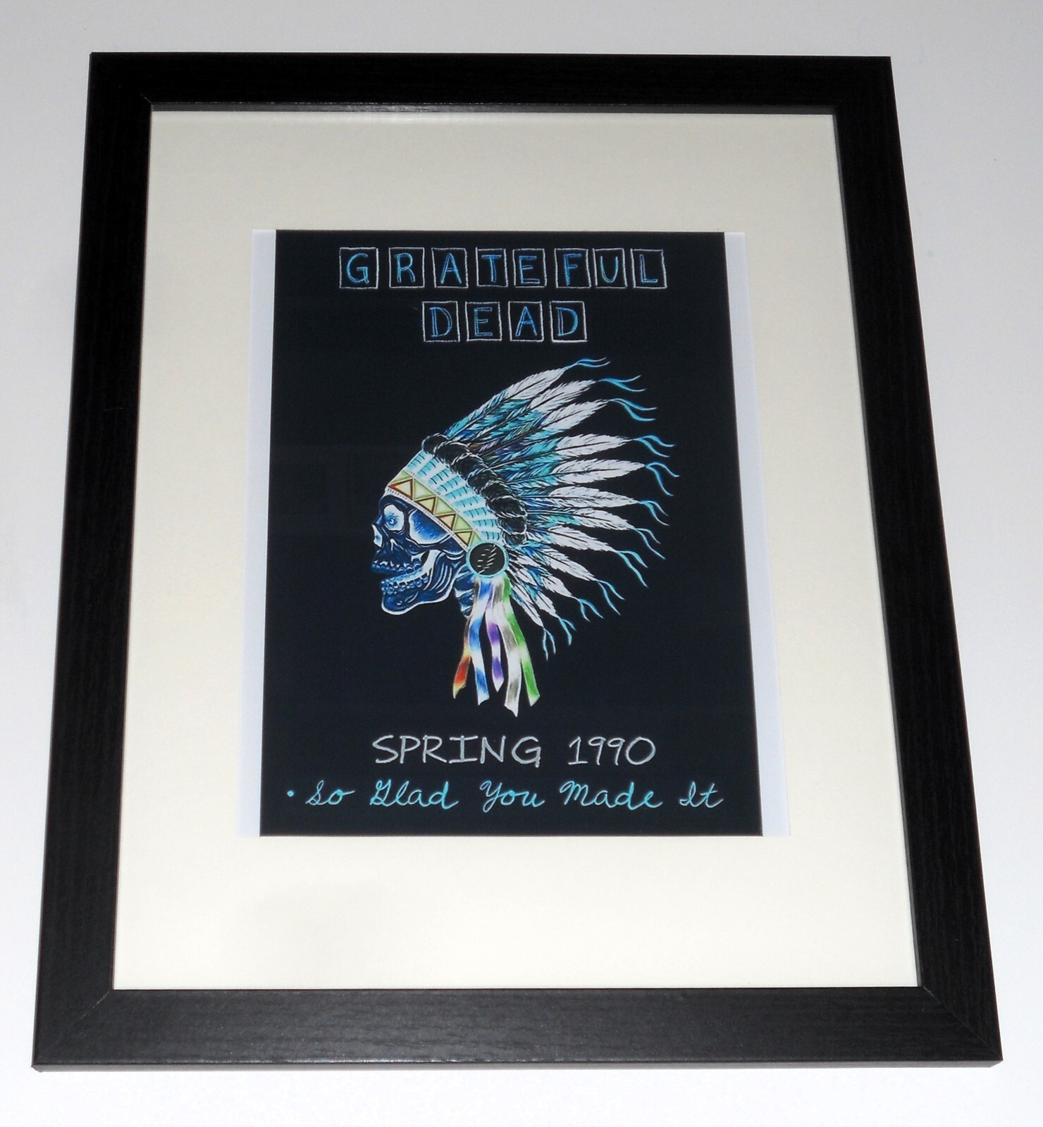 Large Framed Grateful Dead ’90 Tour Poster, 24″ x 20″ Bob Weir / Jerry Garcia