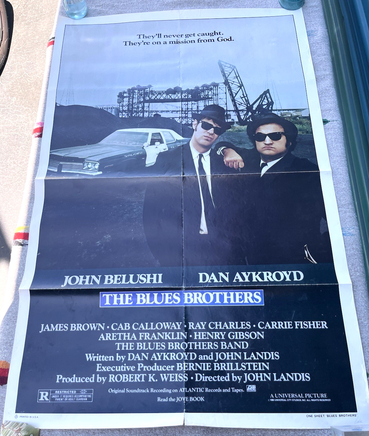 1980 The Blues Brothers Original One Sheet Movie Poster Folded Belushi & Aykroyd